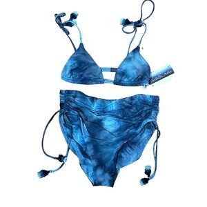 Isabella Rose NWT Blue Tye Dye High Waisted Bikini Size S/M